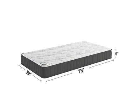 9" Hybrid Twin Mattress - Firm - Made in USA - Individually Pocketed Coils & CertiPUR-US Foam - Fiberglass-Free - Bed in a Box