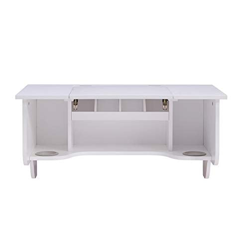 Wall Mount Ledge w/ Vanity Mirror, Transitional Style, White