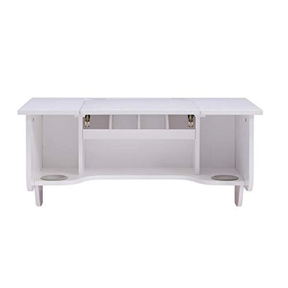 Wall Mount Ledge w/ Vanity Mirror, Transitional Style, White
