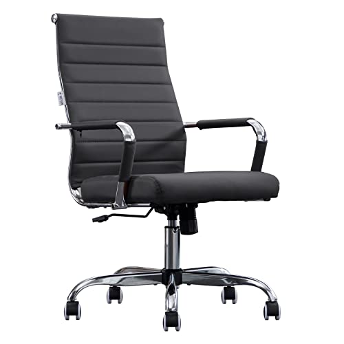 Home Office Chair Ribbed, Modern Leather Conference Room Chairs, view 2