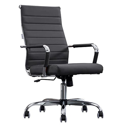 Home Office Chair Ribbed, Modern Leather Conference Room Chairs, view 2