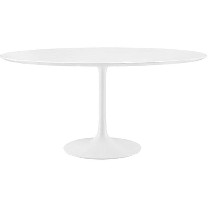 60-Inch Mid-Century Modern Round Dining Table Sleek White Pedestal Base Stylish Kitchen Table Contemporary Minimalist Dining Room Furniture Spacious Breakfast Nook Durable Design