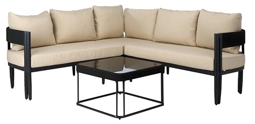 Viola Black & Taupe Steel/Rope Corner Sofa Set, view 2