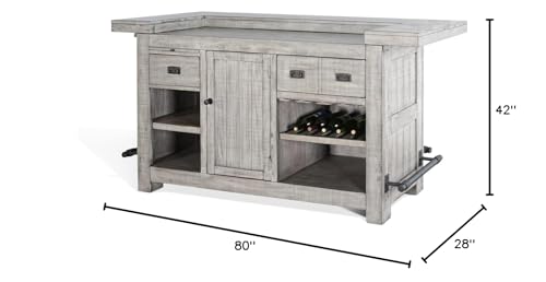 Sunny Designs Alpine 42" Traditional Mahogany Wood Home Bar in Alpine Gray