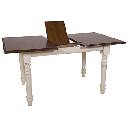 Andrews Dining Set, Medium, Two Size, Distressed Antique White With Chestnut Seat
