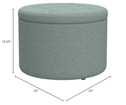 Designs4Comfort Round Shoe Ottoman, Green Faux Linen
