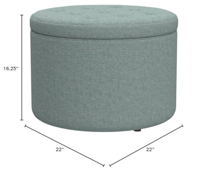 Designs4Comfort Round Shoe Ottoman, Green Faux Linen