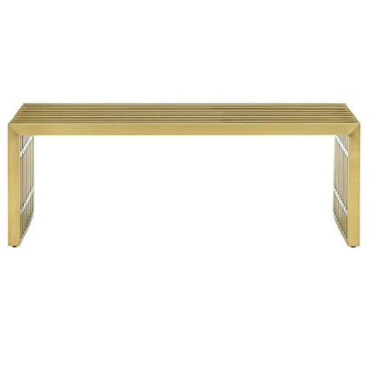 Gridiron Contemporary Modern Gold Stainless Steel Medium Bench, 46.5"