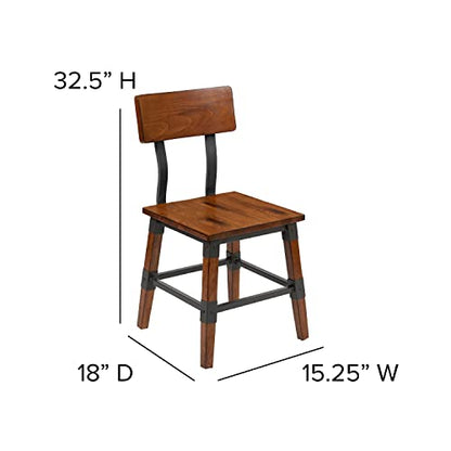 Jackson 4 Pack Rustic Antique Walnut Industrial Wood Dining Chair