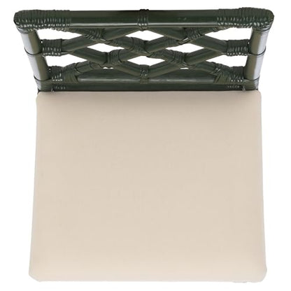 SAFAVIEH Furniture - Bhumi 23.6" Seat Height Counter Stool - White & Forest Green - Handwoven Rattan Design - Fully Assembled - Ideal for Kitchen, Dining Room & Kitchen Island (BST6511E)