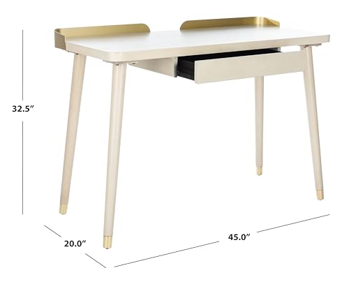 Safavieh Home Office Parker Modern White Washed and Gold 1-drawer Desk