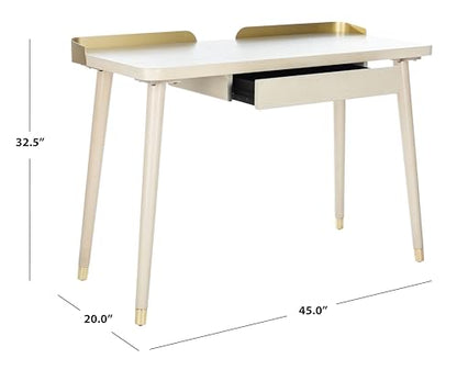 Safavieh Home Office Parker Modern White Washed and Gold 1-drawer Desk