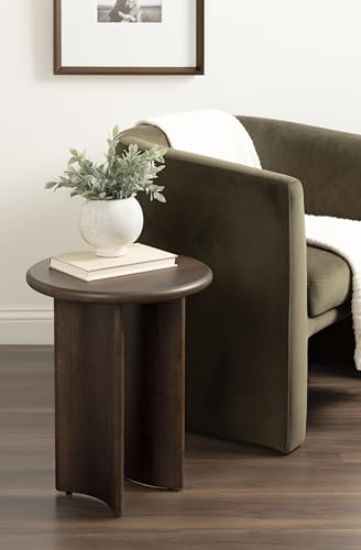 Erys Mid-Century Modern Round Side Table; 16 x 16 x 20; Dark Brown; Transitional Wood End Table for Use as Bedroom Nightstand or Living Room Accent Table