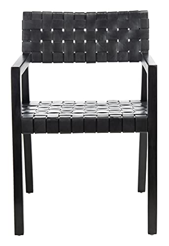 SAFAVIEH Home Collection Cire Black Leather Living Room Accent Dining Chair (Fully Assembled) DCH4004A