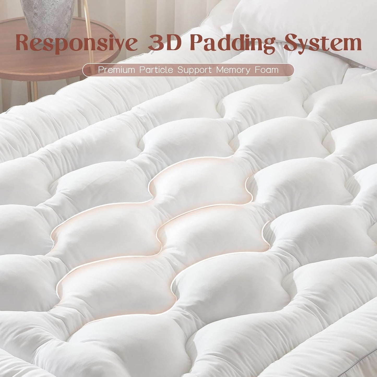 4 Inch Memory Foam Mattress Topper King Size, Filled with Breathable Memory Foam Pillow Topper, Soft Fluffy Supportive Bed Mattress Pad for Back Pain Relief, 80X78X4 Inch