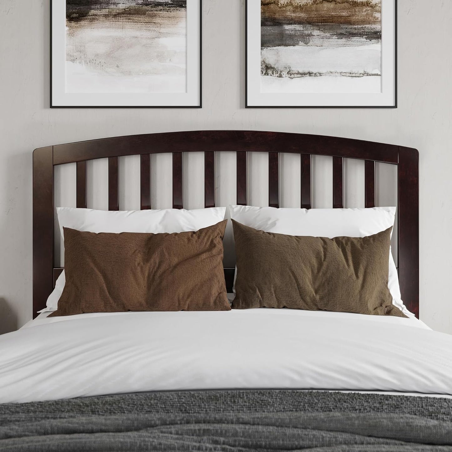 , Richmond Slatted Full Solid Wood Headboard, Walnut