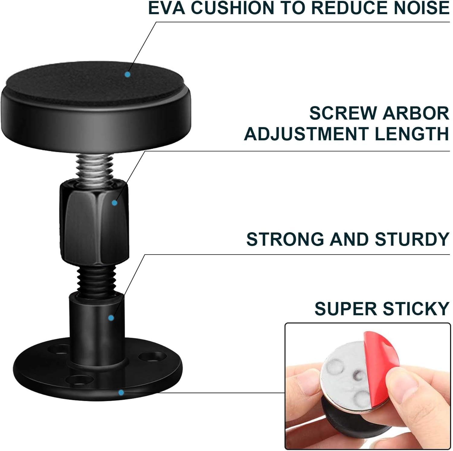 4PC Black Headboard Stoppers for Wall，Adjustable Bed Frame Anti-Shake Tool, Stop Headboard Movement, Protect Walls, Easy to Install(30-112Mm)