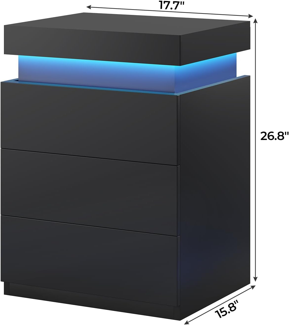 LED Nightstands Set of 2,Night Stands for Bedroom Set of 2,Nightstand with Charging Station and Sliding Top,Bedside Table with Power Outlets & Drawers,Modern End Side Table (Black)