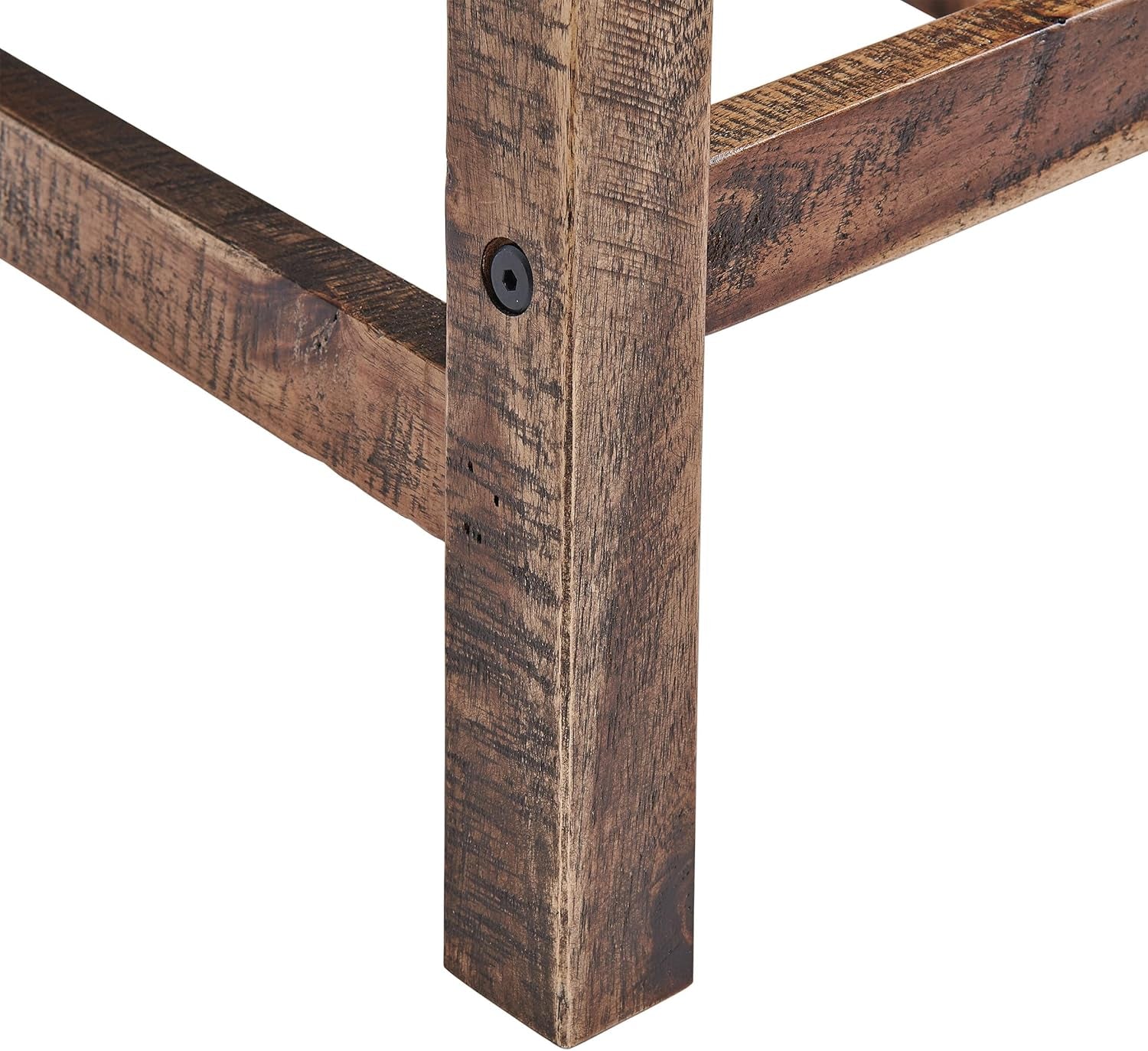 Durango 20-Inch Tall Industrial Wood Dining Stool - Table or Extra Seat - Unique Rustic Industrial Style and Comfort - Farmhouse, Solid Wood Furniture