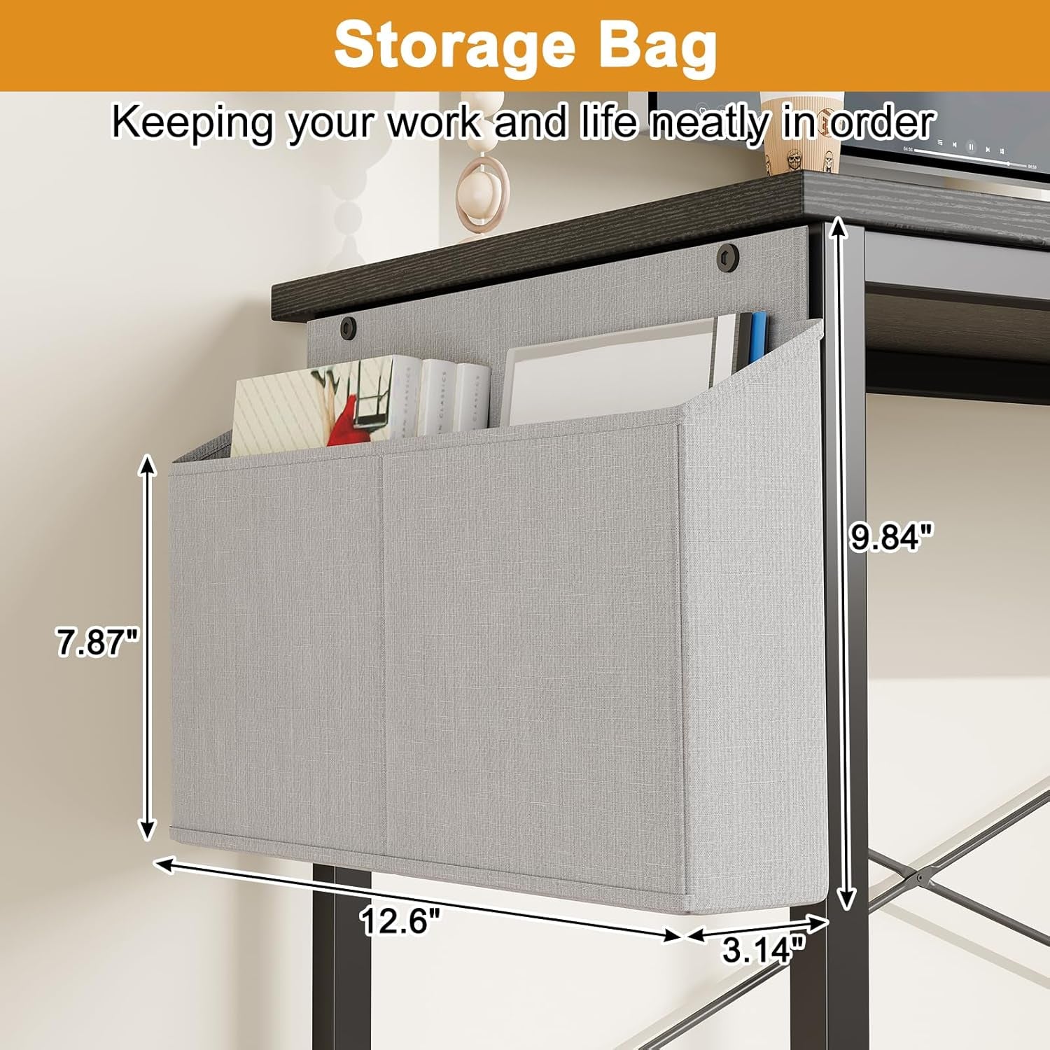 L Shaped Computer Desk with Reversible Shelves, 40 Inch Small Corner Desk with Storage Bag, Gaming Desk Computer Table Study Writing Table for Home Office Bedroom Small Space, Black