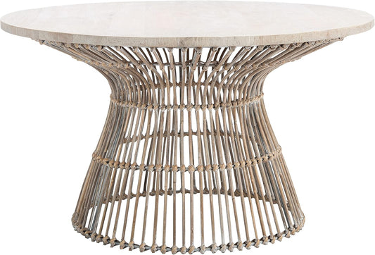 Home Collection Whent Coastal Grey White Wash and Black round Coffee Table