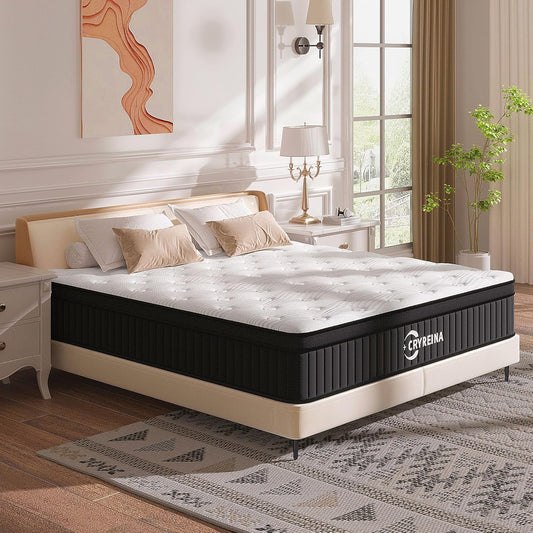 Queen Mattress, 12 Inch Queen Hybrid Mattress in a Box, Upgrade Individually Pocket Springs, Medium Firm, Pressure Relief, Breathable Comfort and Durable, Certipur-Us Certified