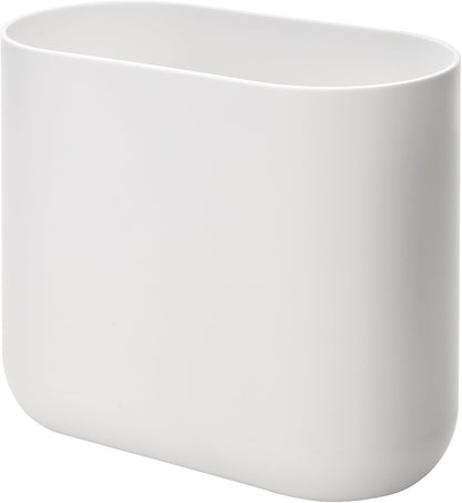 Small Slim Plastic Bathroom Trash Can, Garbage Can for Bedroom, Office, Desk, Dorm, White