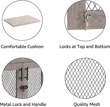 25.5 Inch Dog Crate Furniture, Wooden Dog Kennel for Small Breed, Indoor Wood Dog Cage, inside Side End Table Crate with Tray and Dog Bed for Puppy, Cats, Min Pigs, Rabbit, up to 25 Lbs