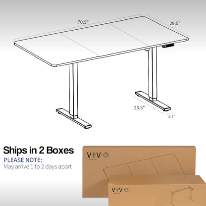 Electric 71 X 30 in Standing Desk, Memory Height Adjustment, 1B Series, Dark Gray Top Black Frame, DESK-KIT-1B7G