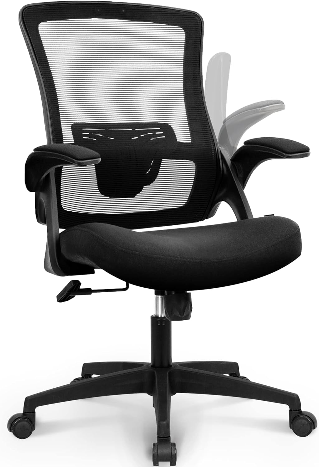 Office Desk Chair Computer High Back Mesh Gaming Seat with Ergonomic Adjustable Comfy Flip-Up Armrests Lumbar Support Height for Home (Black)