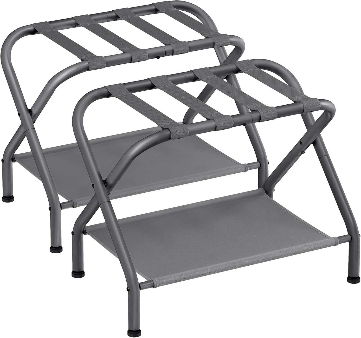 Luggage Racks, Set of 2, Suitcase Stand with Fabric Storage Shelf, for Guest Room, Bedroom, Hotel, Foldable, Holds up to 110 Lb, 27.2 X 15 X 20.5 Inches, Slate Gray URLR002G02