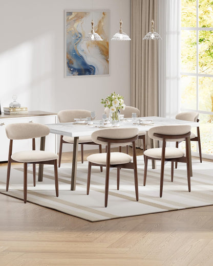 Dining Room Chairs Set of 4, Upholstered Farmhouse Dining Chairs, Modern Fabric Kitchen Chairs with Solid Wood Leg,Beige