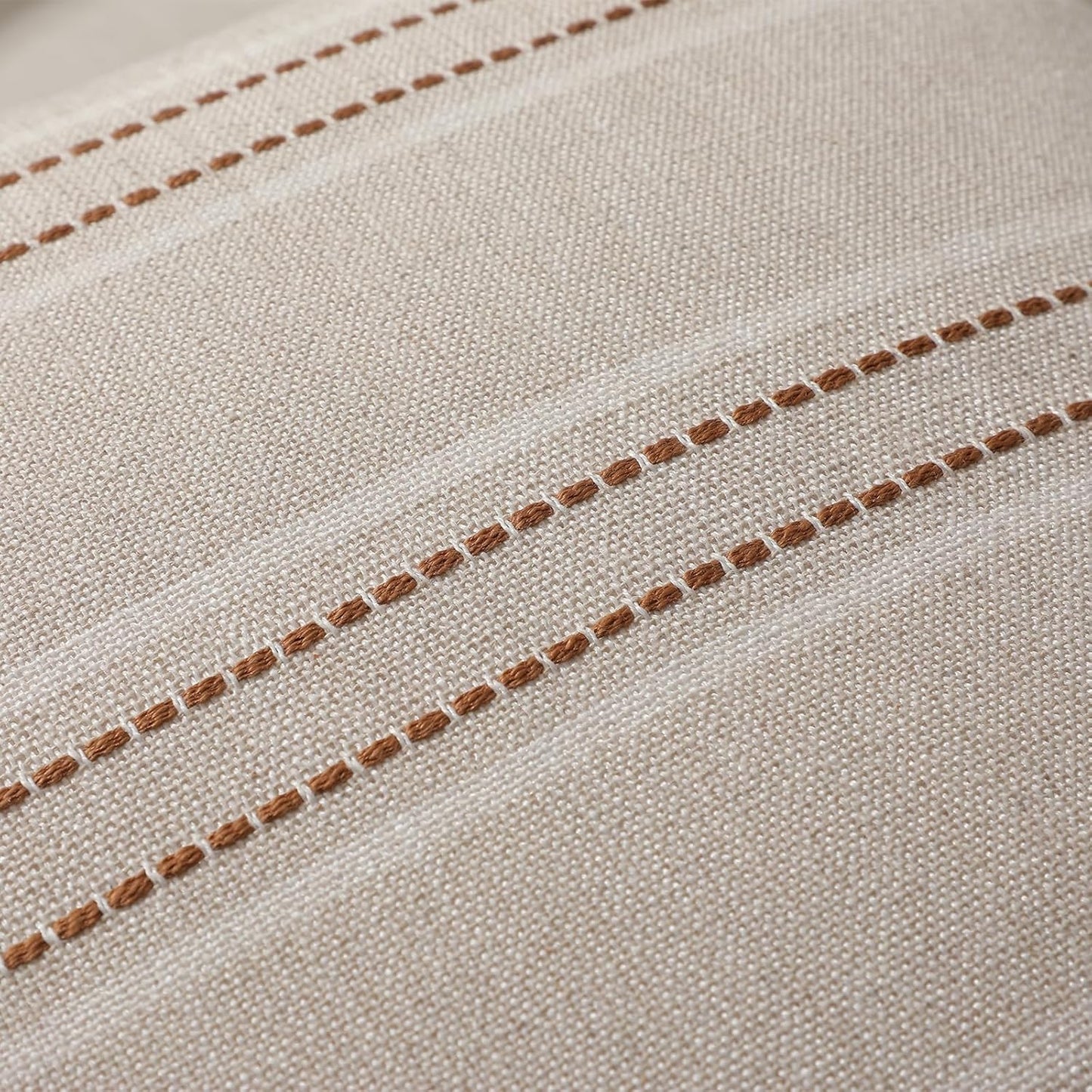 Rust Throw Pillow Covers 20X20 Set of 2 Striped Fall Pillow Covers Textured Linen Decorative Pillows Square Cushion Covers for Sofa Couch Bed Living Room Farmhouse Decor