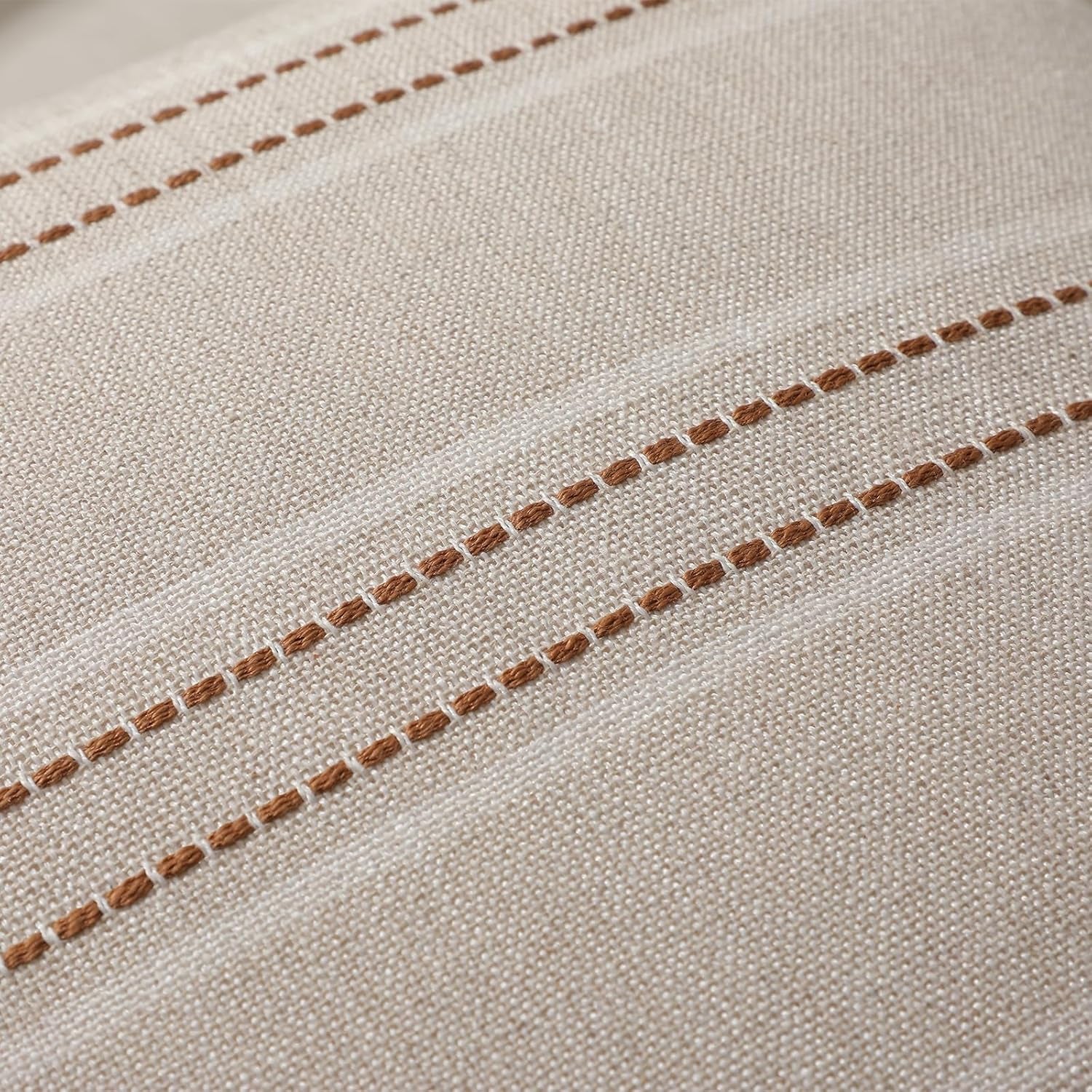 Rust Throw Pillow Covers 20X20 Set of 2 Striped Fall Pillow Covers Textured Linen Decorative Pillows Square Cushion Covers for Sofa Couch Bed Living Room Farmhouse Decor