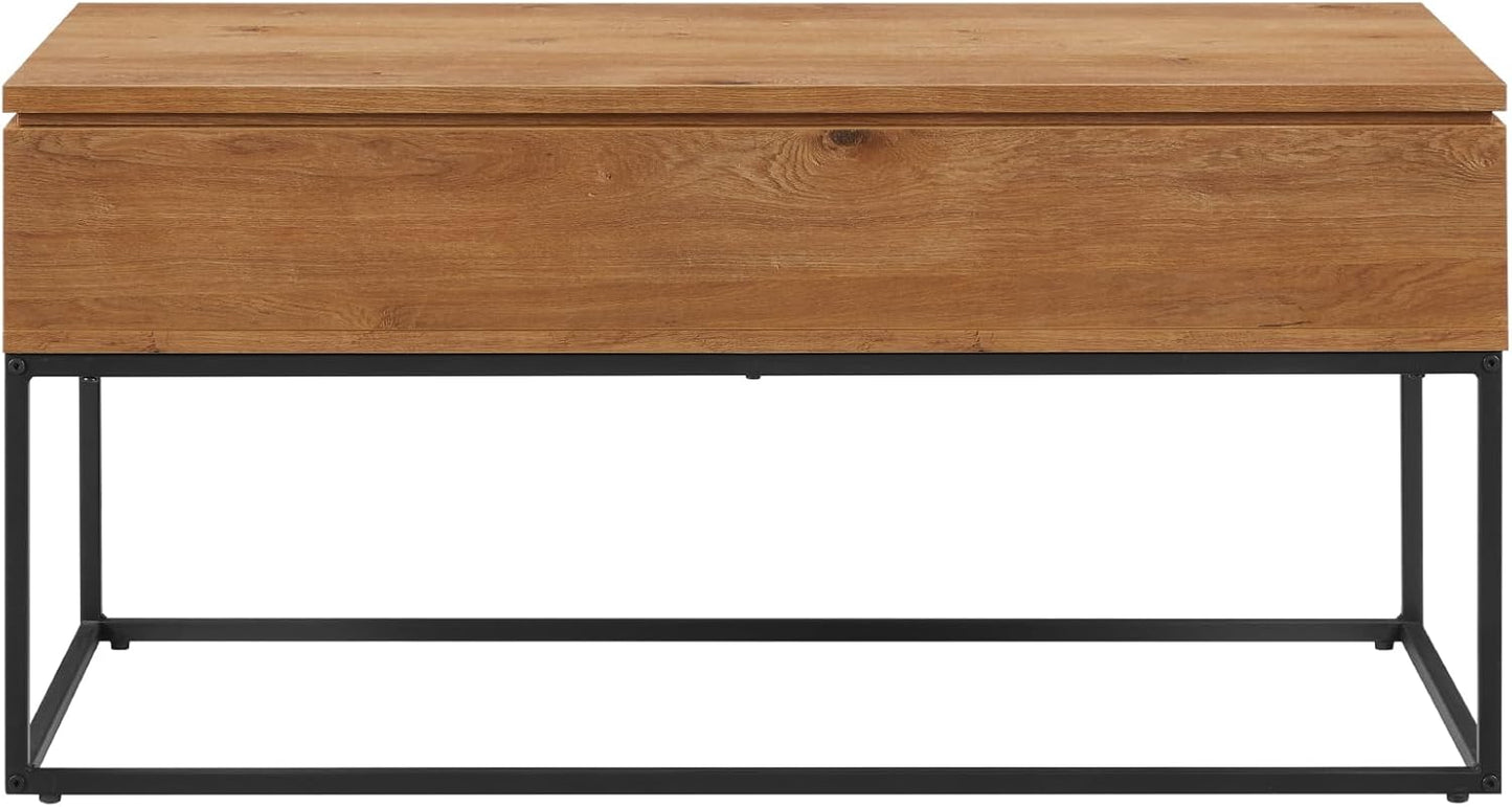 Akron Modern Open Box Lift-Top Storage Coffee Table, 40 Inch, English Oak