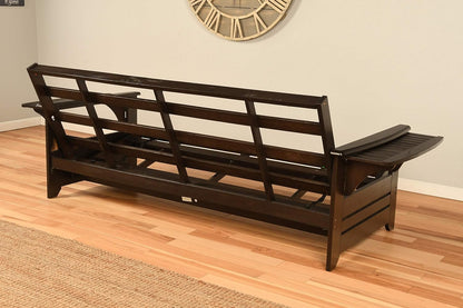 Phoenix Full Size Futon in Espresso Finish, Linen Charcoal