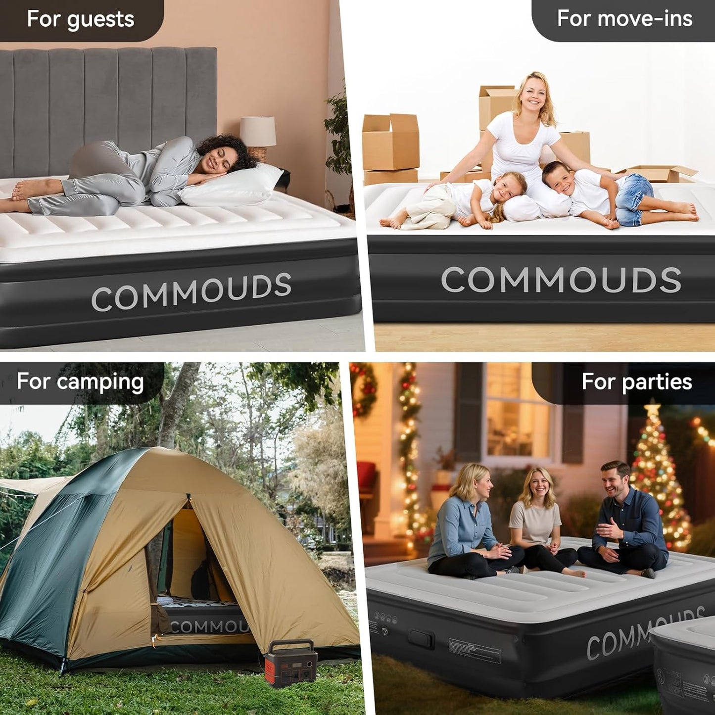 Queen Air Mattress with 2000Mah Battery Powered Pump, 18" Raised Inflatable Mattress, Portable Blow up Mattress, Air Bed for Camping, Home and Guest