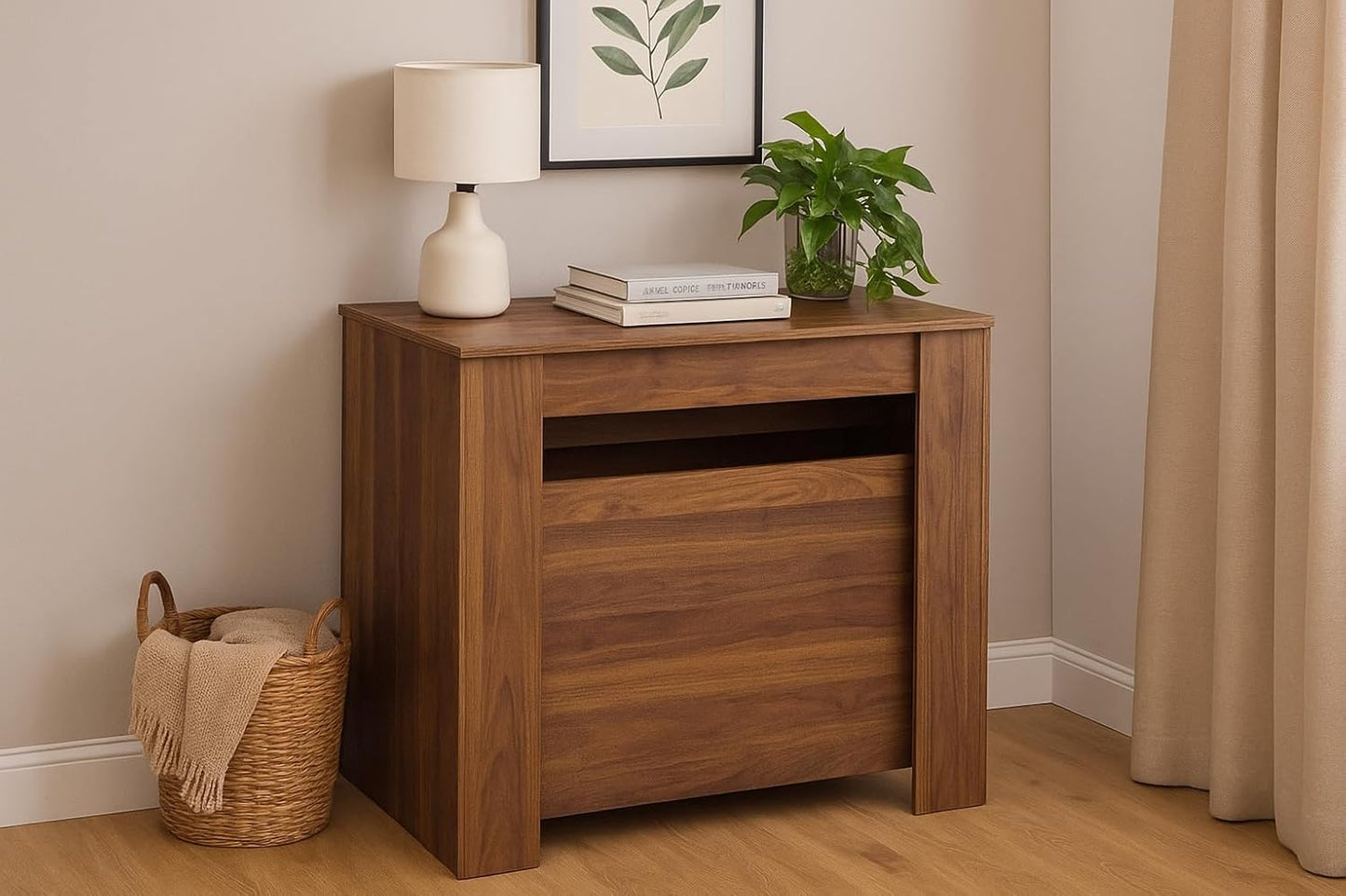 Extendable Dining Table, Transformer Folding Console Table for 10-12 People, Space Saving Dining Room Table for Apartments & Homes, Walnut