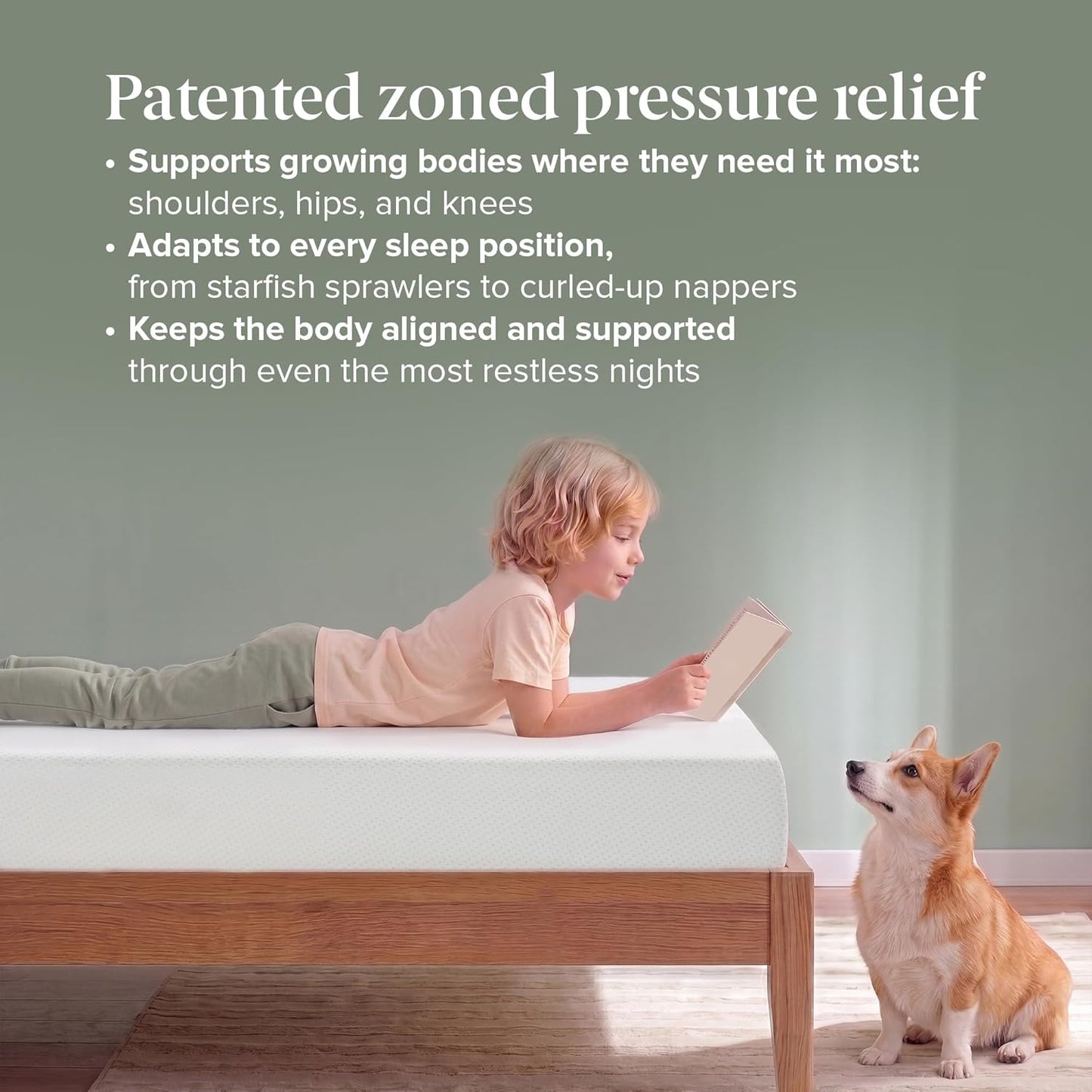 6 Inch Twin Green Tea Memory Foam Mattress [New Version], Fiberglass Free, Medium Firm Feel, Zoned Pressure Relief, Certified Safe Foams & Fabric, Mattress in a Box