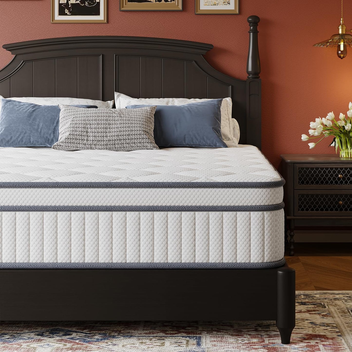 Full Size Mattress, 12 Inch Full Mattress in a Box, Innerspring Hybrid with Cooling Gel Memory Foam and Individually Wrapped Coils for Pressure Relief & Superior Support, Medium Firm
