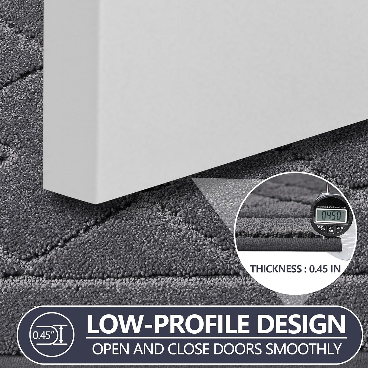 Dirt Trapper Door Mat 20" X 32", Washable Indoor Doormat Rubber Backing Non Slip, Resist Dirt and Absorbent Entrance Mat, Low Profile inside Floor Mats for Front Back Door and Entryway, Grey