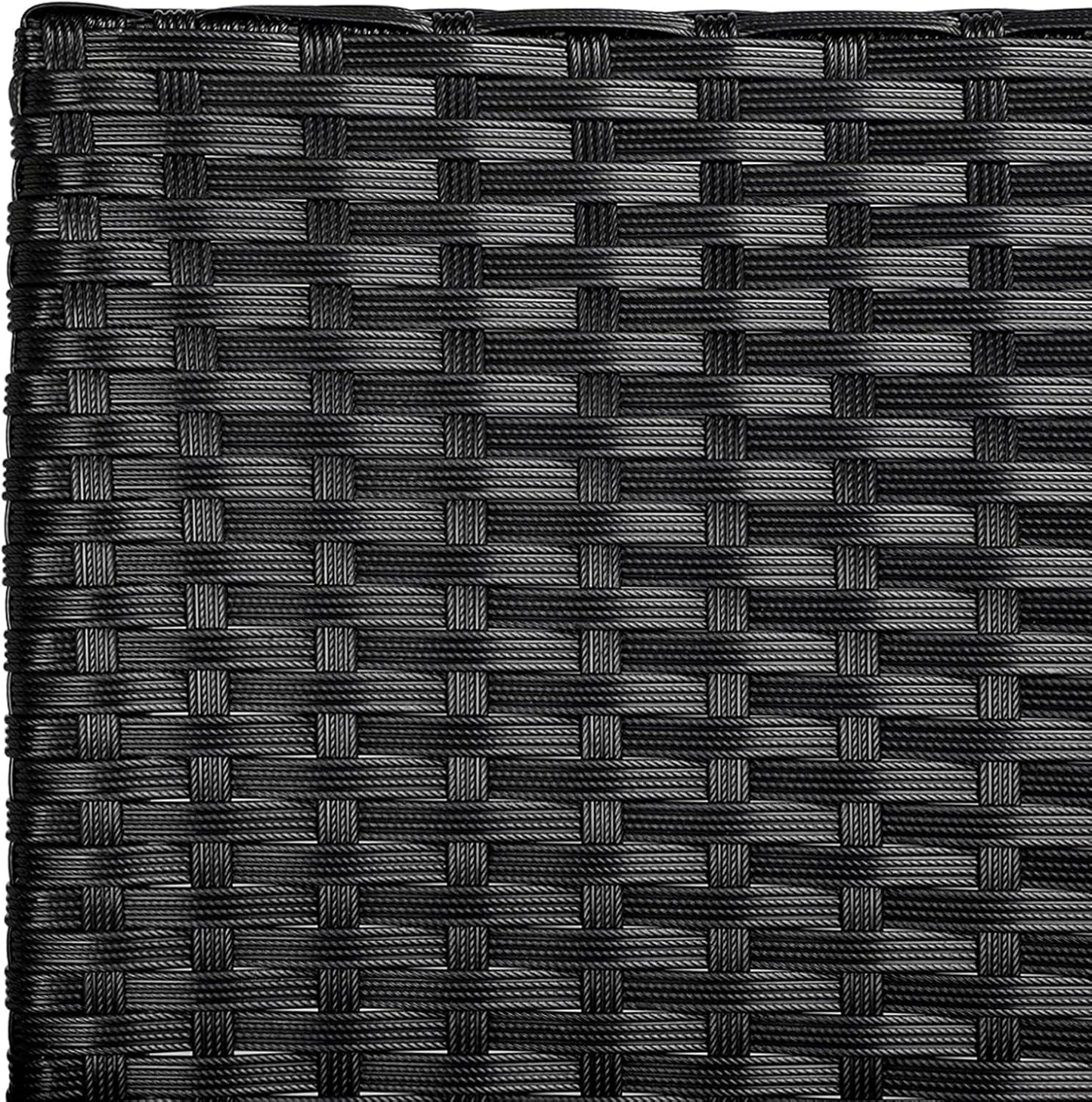 3 Pieces Patio Porch Furniture Set, Outdoor PE Rattan Wicker Conversation Set with Soft Cushions, Glass Coffee Table & 2 Chairs for Garden/Deck/Courtyard/Poolside, Black/Gray