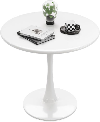 White round Dining Table for 2 Person, 24 Inch Small Tulip Table with Pedestal for Living Room, Mid Century Modern Kitchen Tables for Office, Bistro, Pub, Bar, Wood Circle Cafe Tables,Mesas De Comedor
