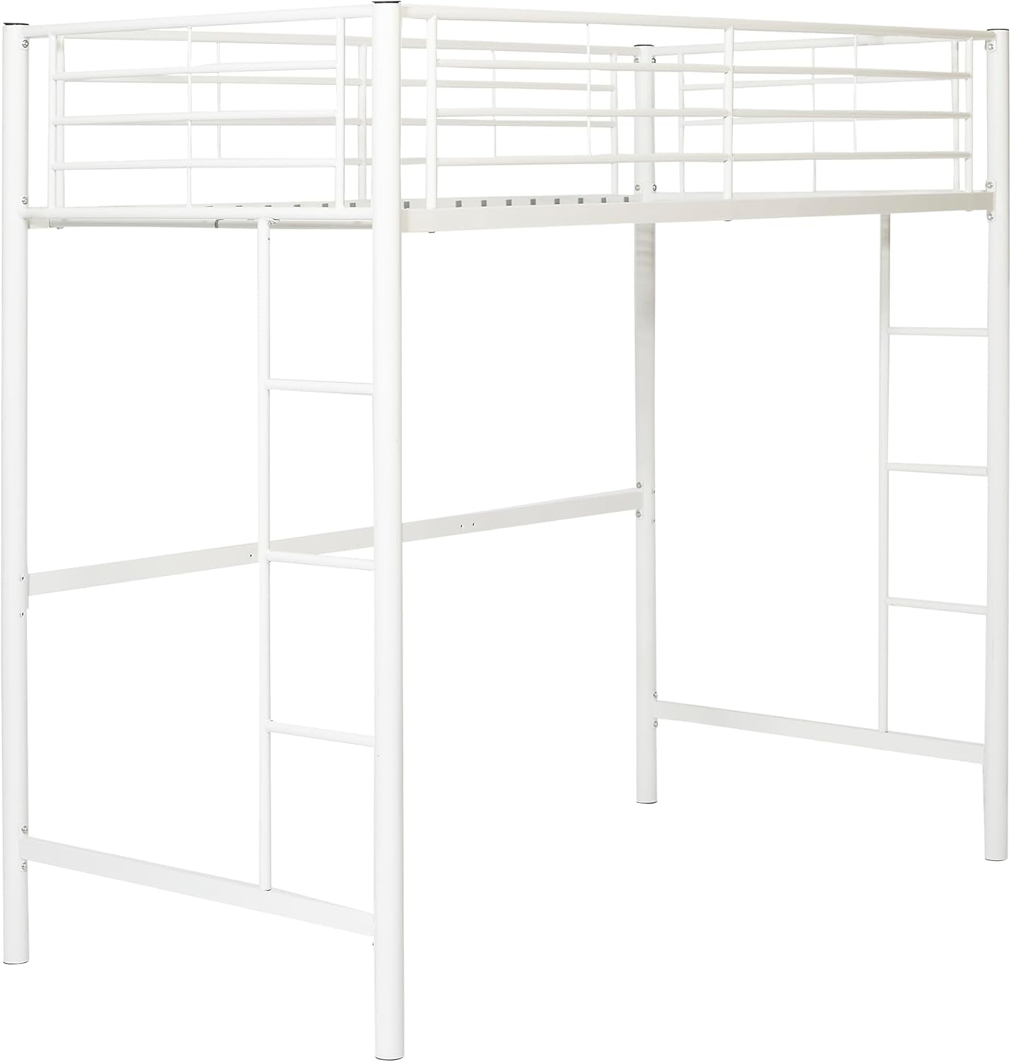 Timothee Urban Industrial Metal Twin over Loft Bunk Bed, Twin Size, White