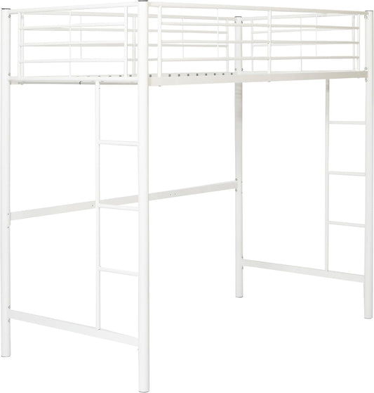 Timothee Urban Industrial Metal Twin over Loft Bunk Bed, Twin Size, White