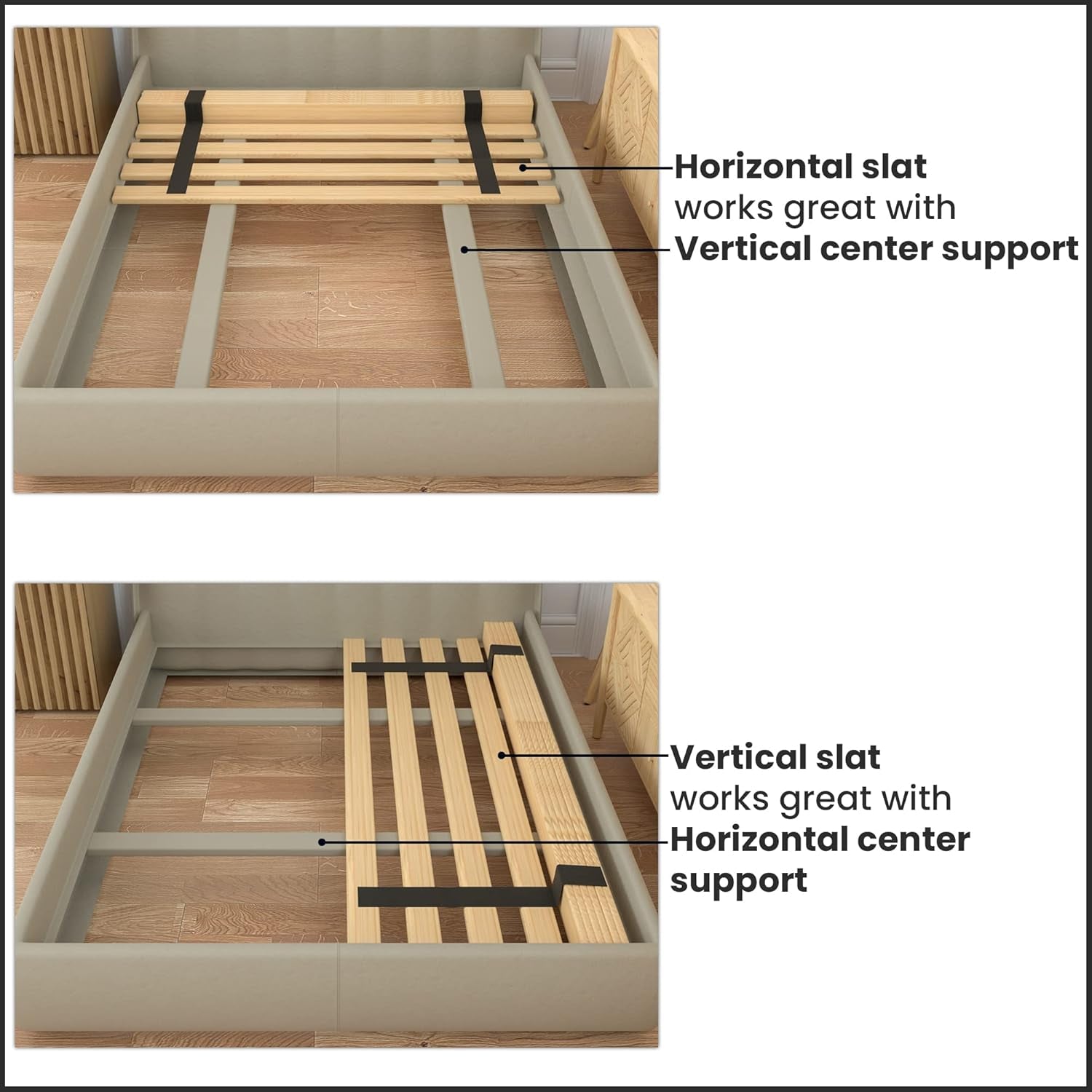 , 0.68-Inch Heavy Duty Vertical Mattress Support Wooden Bunkie Board/Bed Slats, Twin, Beige
