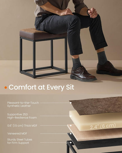 LUIZ Collection - Ottoman Footstool, Rectangle Ottoman, Vanity Chair Stool, Footrest, Reversible Top, Side Table, Max. Load 660 Lb, Bedroom Living Room Entryway, Walnut Brown ULOM079K01