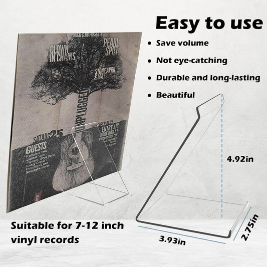 6 Pack Vinyl Record Stand Display, Clear Acrylic Tabletop Album Now Playing Holder, Album Record Holder LP Vinyl Record Storage Display Stand