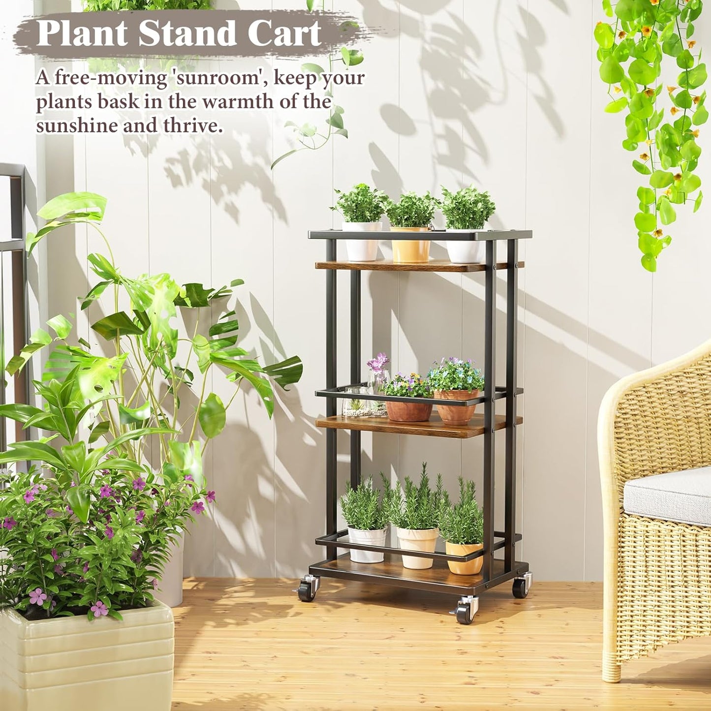 3 Tier Bar Cart for Home, Rolling Mini Liquor Bar for Wine Beverage Dinner Party, Utility Kitchen Storage Island Serving Cart on Wheels, Coffee Bar Cabinet for Kitchen Dining Living Room, Brown
