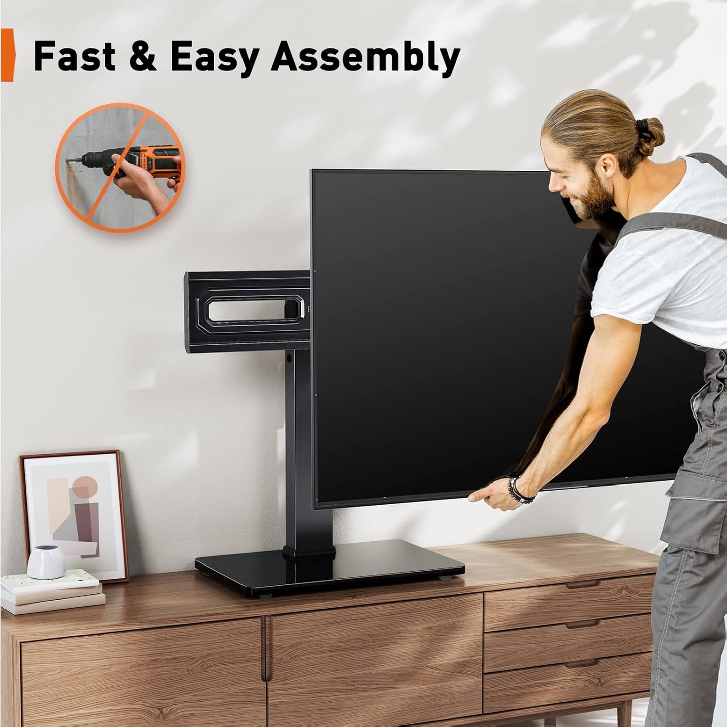 TV Stand Mount, Universal Swivel TV Stand for 32–65 Inch LCD/LED/OLED Tvs up to 88 Lbs, TV Legs with Tempered Glass Base, Height Adjustable TV Base Stand with Tilt, Max VESA 400X400Mm